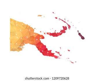 Papua new guinea Map - Abstract geometric rumpled triangular low poly style gradient graphic on white background , line dots polygonal design for your . Vector illustration eps 10.