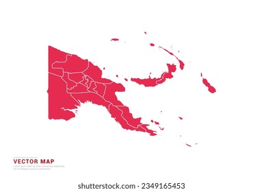Papua New Guinea Map - abstract style red isolated on white background for infographic, design vector.
