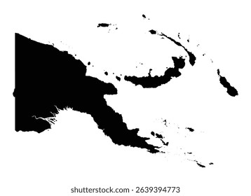 Papua New Guinea map black silhouette on white background high definition