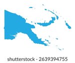 Papua New Guinea map in blue on white background high definition