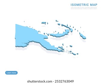 Papua New Guinea map blue on white background with isometric vector.