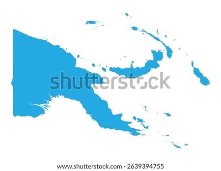 Papua New Guinea map in blue on white background high definition