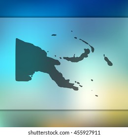 Papua New Guinea map. Blurred background with silhouette of Papua New Guinea map. Vector silhouette of Papua New Guinea map