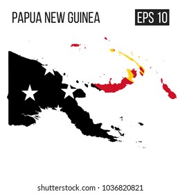 Papua New Guinea map border with flag vector EPS10