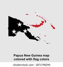 Mapa de Papúa Nueva Guinea coloreado con colores de bandera ilustraciones vectoriales aisladas