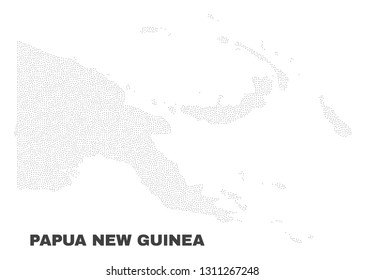 Papua New Guinea map designed with small dots. Vector abstraction in black color is isolated on a white background. Scattered small dots are organized into Papua New Guinea map.