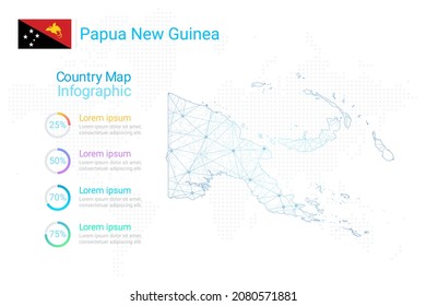 Mapa de Papúa Nueva Guinea con elementos de plantilla de infografía. Vector eps10.