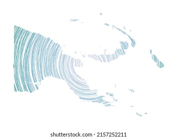 Papua New Guinea map filled with concentric circles. Sketch style circles in shape of the country. Vector Illustration.