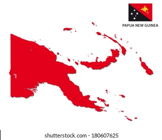 Papua New Guinea Map With Flag