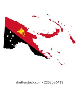 Papua New Guinea map with a flag inside the map, vector illustration