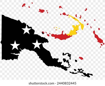 Papua New Guinea map flag on transparent  background. vector illustration. 