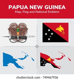  Papua New Guinea Map, Flag and National Emblem 