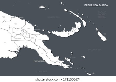 papua new guinea map. graphic vector country map of papua new guinea.