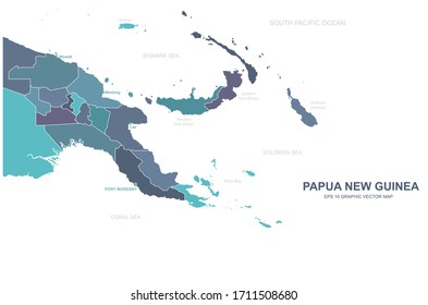 nuevo mapa de Guinea de Papúa. mapa gráfico vectorial país de papua nueva guinea.