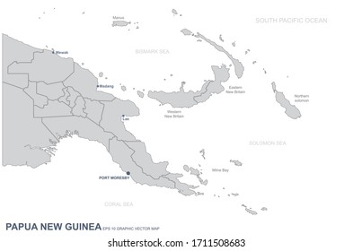 papua new guinea map. graphic vector country map of papua new guinea.