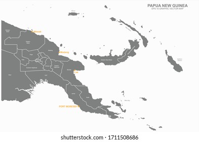 papua new guinea map. graphic vector country map of papua new guinea.