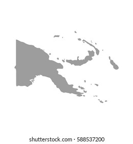 Papua New Guinea map in gray on a white background