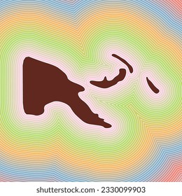 Papua New Guinea map icon. Country shape on radiant striped gradient background. Papua New Guinea vibrant poster. Appealing vector illustration.