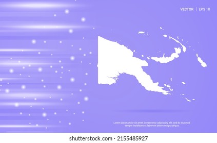 Mapa de Papúa Nueva Guinea aislado en un fondo morado. Ilustración vectorial.