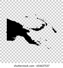 Papua New Guinea map isolated on transparent background. Black map for your design. Vector illustration, easy to edit.