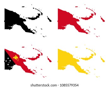 Papua New Guinea map with national flag decoration