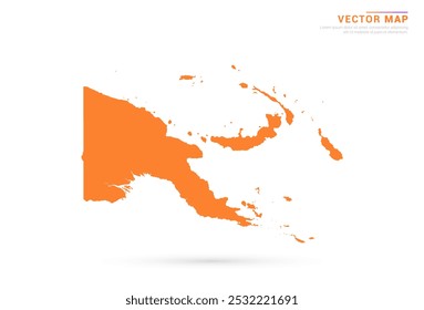 Papua New Guinea Map - Orange abstract style isolated on white background vector.