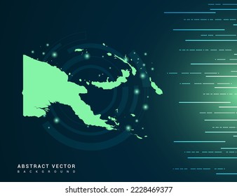 Papua New Guinea map of technology green futuristic Background vector.