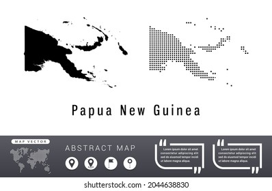 Papua New Guinea map vector set halftone dots black.