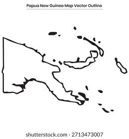 Papua New Guinea Map Vector Outline 