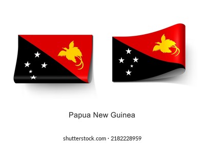 Papua New Guinea National Flag Clothing Label Tag. Illustration Flag of Papua New Guinea Country in Oceania. Fabric Label Tag Concept Vector.