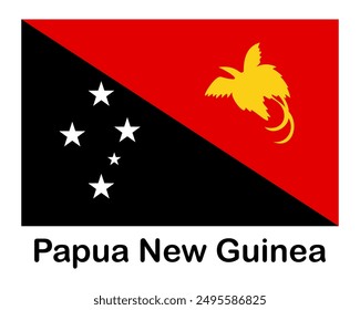 Papua New Guinea national flag. Banner, state symbol, flagpole.