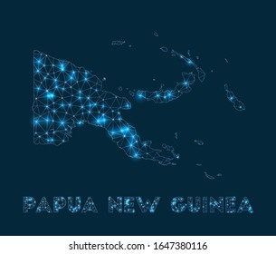 Papua New Guinea network map. Abstract geometric map of the country. Internet connections and telecommunication design. Trendy vector illustration.