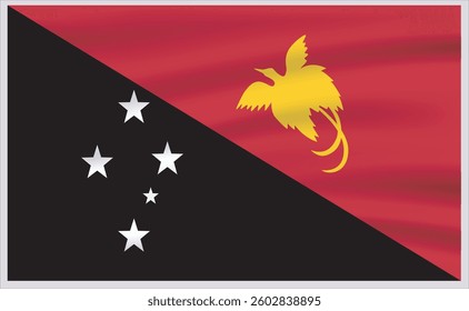 Papua New Guinea official flag vector with standard size and proportion. National flag emblem with accurate size and colors.