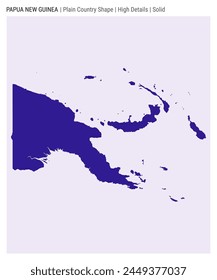 Papua New Guinea plain country map. High Details. Solid style. Shape of Papua New Guinea. Vector illustration.