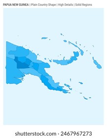 Papua New Guinea plain country map. High Details. Solid Regions style. Shape of Papua New Guinea. Vector illustration.