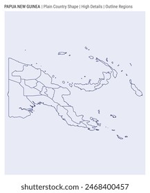 Papua New Guinea plain country map. High Details. Outline Regions style. Shape of Papua New Guinea. Vector illustration.