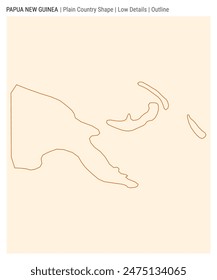 Papua New Guinea plain country map. Low Details. Outline style. Shape of Papua New Guinea. Vector illustration.