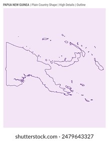 Papua New Guinea plain country map. High Details. Outline style. Shape of Papua New Guinea. Vector illustration.