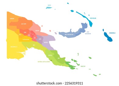 Papua New Guinea political map of administrative divisions