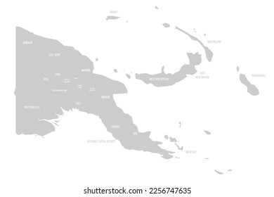 Papua New Guinea political map of administrative divisions