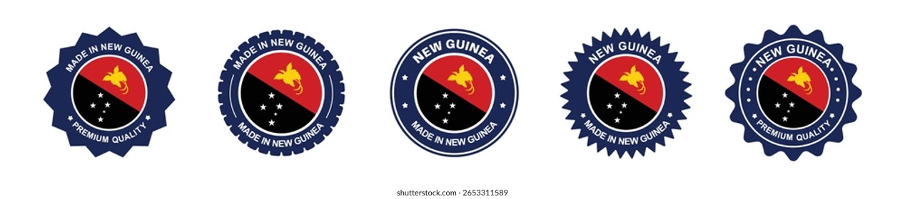 papua nova guiné conjunto de rótulo de produto. papua nova guiné bandeira, premium feito em papua nova guiné. Etiquetas, selos, carimbos, bandeiras, ícones