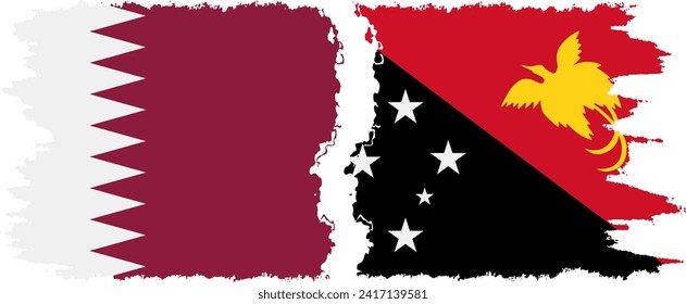 Papua New Guinea and Qatar grunge flags connection, vector