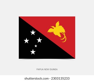 Papua New Guinea Rectangle flag icon with shadow.