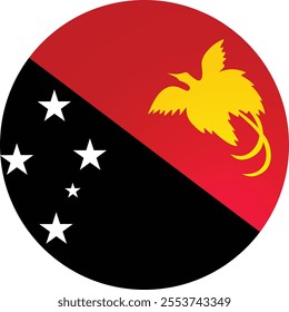 Papua New Guinea Round Flag Vector