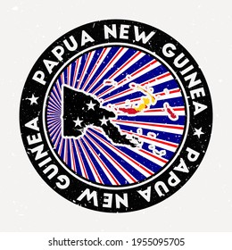 Papua New Guinea round stamp. Logo of country with flag. Vintage badge with circular text and stars, vector illustration.