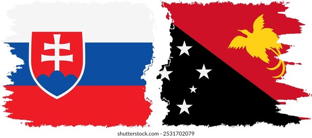 Papua New Guinea and Slovakia grunge flags connection, vector