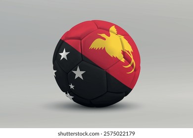 Papua New Guinea soccer ball featuring the national flag design on a gray background