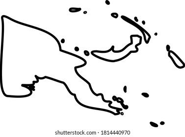 Papua New Guinea - solid black outline border map of country area. Simple flat vector illustration.