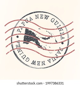 Papua New Guinea Stamp Map Postal. Silhouette Seal Roads and Streets. Passport Round Design. Vector Icon. Design Retro Travel National Symbol.