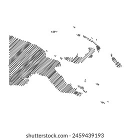 Papua New Guinea thread map line vector illustration